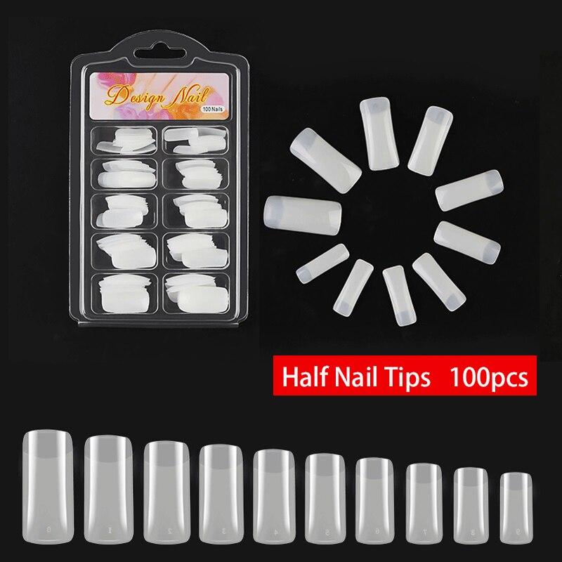 100Pcs/Set Full/Half/French Nail Tips False Nails Clear/Natural Fake Nails Art Tips Flat Shape Manicure False Nails