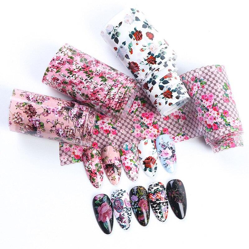 10Pcs/Box Nail Art Decorative Stickers Floral Lace Starry Sky Water Transfer Sticker Decals Nail Accessories