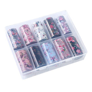 10Pcs/Box Nail Art Decorative Stickers Floral Lace Starry Sky Water Transfer Sticker Decals Nail Accessories