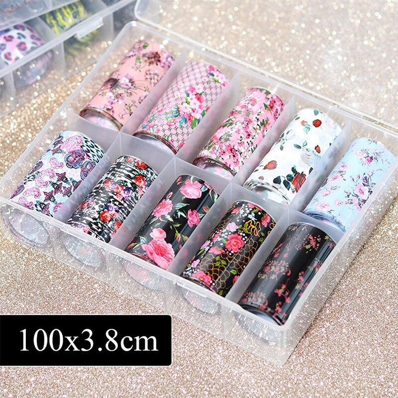 10Pcs/Box Nail Art Decorative Stickers Floral Lace Starry Sky Water Transfer Sticker Decals Nail Accessories