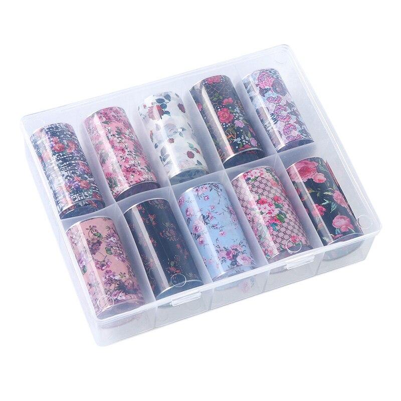 10Pcs/Box Nail Art Decorative Stickers Floral Lace Starry Sky Water Transfer Sticker Decals Nail Accessories