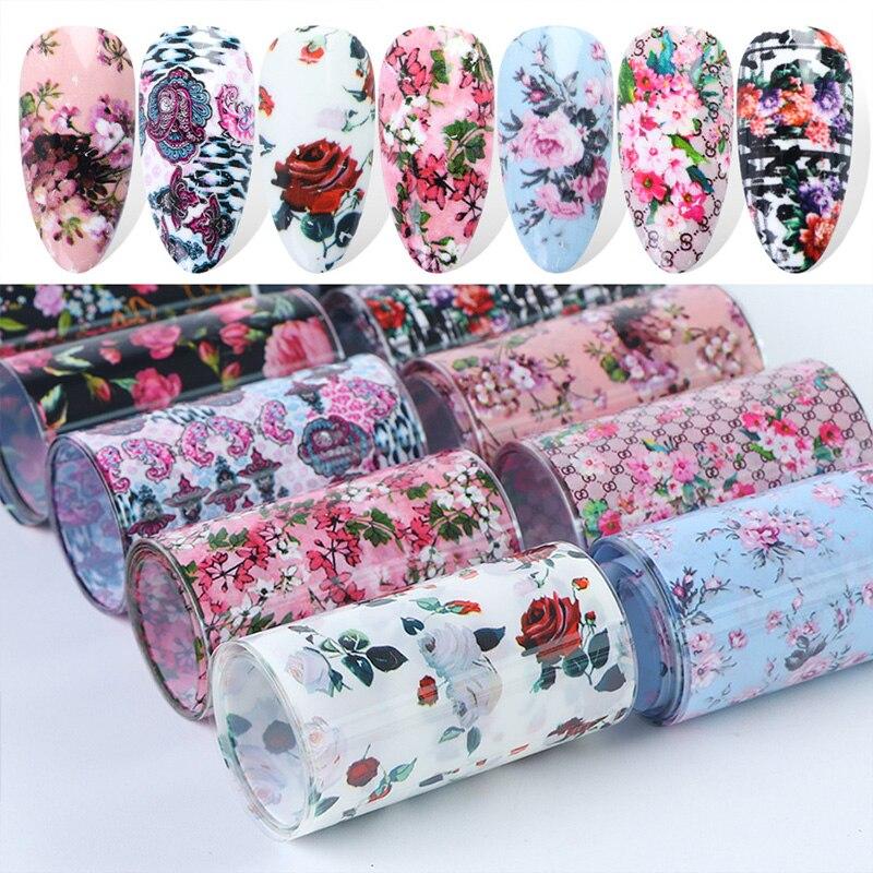 10Pcs/Box Nail Art Decorative Stickers Floral Lace Starry Sky Water Transfer Sticker Decals Nail Accessories