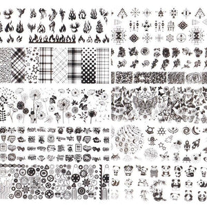 10Pcs/Pack Black Butterfly Panda Lace Art Decoration Water Transfer Sticker Decals Nail Accessories