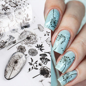 10Pcs/Pack Black Butterfly Panda Lace Art Decoration Water Transfer Sticker Decals Nail Accessories