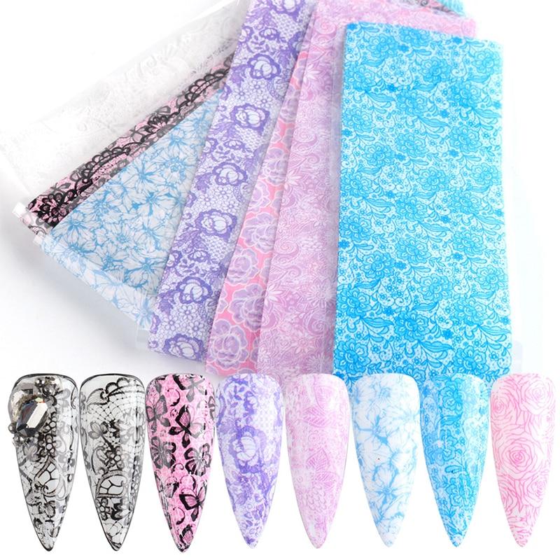 10Pcs/Pack Butterfly Floral Water Sexy Lace Wave Art Decoration Water Transfer Sticker Decals Nail Accessories