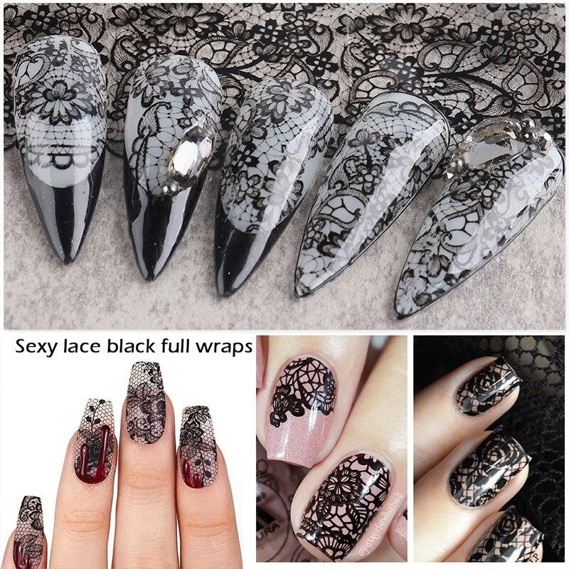 10Pcs/Pack Butterfly Floral Water Sexy Lace Wave Art Decoration Water Transfer Sticker Decals Nail Accessories