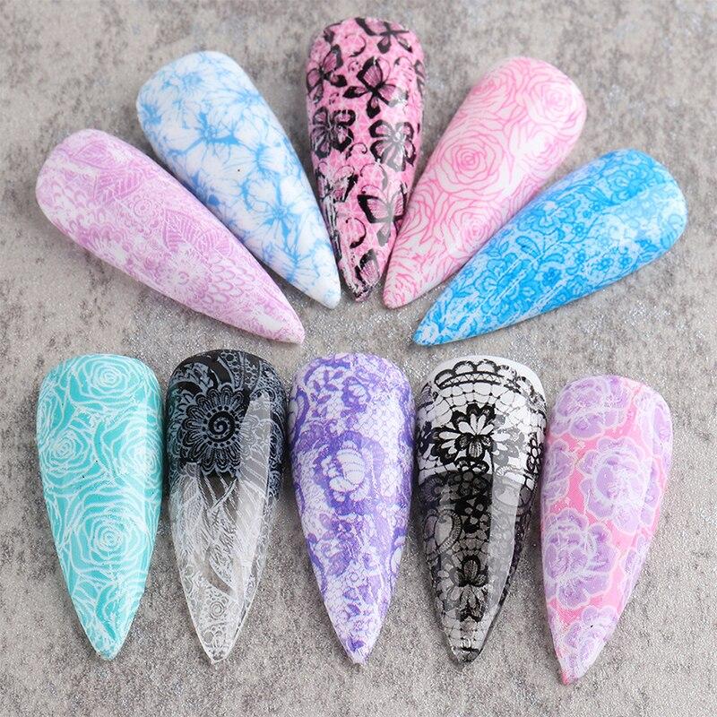 10Pcs/Pack Butterfly Floral Water Sexy Lace Wave Art Decoration Water Transfer Sticker Decals Nail Accessories