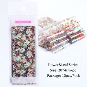 10Pcs/Pack Nail Art Decorative Stickers Leaf Floral Rose Lace Water Transfer Sticker Decals Nail Accessories