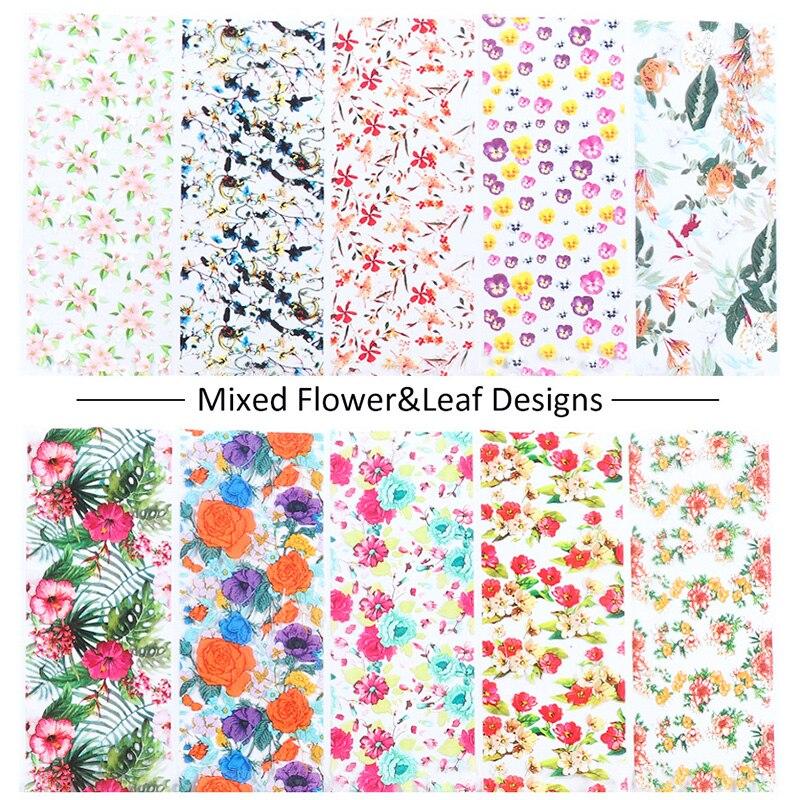 10Pcs/Pack Nail Art Decorative Stickers Leaf Floral Rose Lace Water Transfer Sticker Decals Nail Accessories