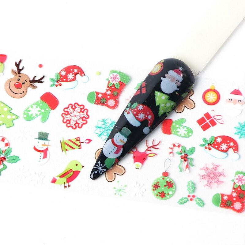 10Pcs/Pack Nail Art Decorative Stickers Santa Claus Sock Candy Tree Designs Transfer Sticker Decals Nail Accessories