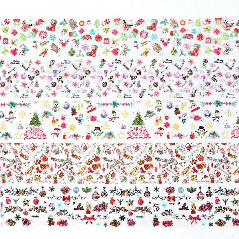 10Pcs/Pack Nail Art Decorative Stickers Santa Claus Sock Candy Tree Designs Transfer Sticker Decals Nail Accessories