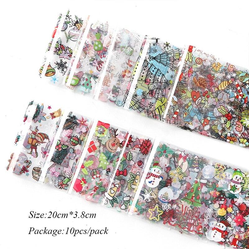 10Pcs/Pack Nail Art Decorative Stickers Santa Claus Sock Candy Tree Designs Transfer Sticker Decals Nail Accessories