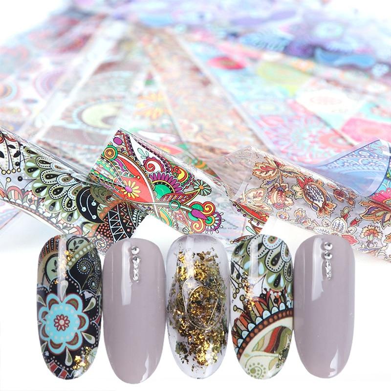 10Pcs/Pack Nail Art Decorative Stickers Totem Folk-custom Water Transfer Sticker Decals Nail Accessories