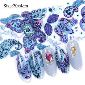 10Pcs/Pack Nail Art Decorative Stickers Totem Folk-custom Water Transfer Sticker Decals Nail Accessories
