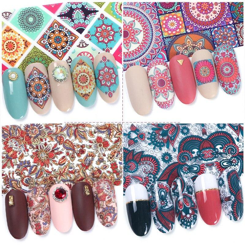 10Pcs/Pack Nail Art Decorative Stickers Totem Folk-custom Water Transfer Sticker Decals Nail Accessories
