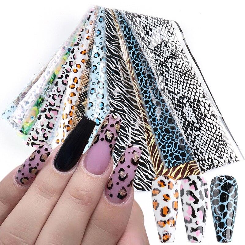 10Pcs/Pack Nail Art Leopard Designs Decorative Stickers Transfer Sticker Decals Nail Accessories