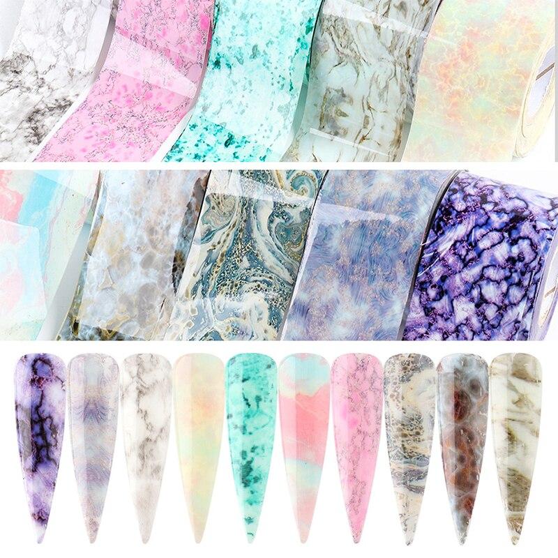 10Pcs/Pack Nail Art Marble Decorative Stickers Water Transfer Sticker Decals Nail Accessories