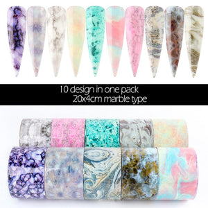 10Pcs/Pack Nail Art Marble Decorative Stickers Water Transfer Sticker Decals Nail Accessories