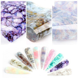 10Pcs/Pack Nail Art Marble Decorative Stickers Water Transfer Sticker Decals Nail Accessories