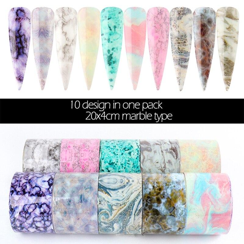 10Pcs/Pack Nail Art Marble Decorative Stickers Water Transfer Sticker Decals Nail Accessories