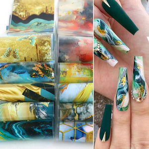 10Pcs/Set Nail Art Marble Starry Sky Lace Designs Decorative Stickers Water Transfer Sticker Nail Accessories