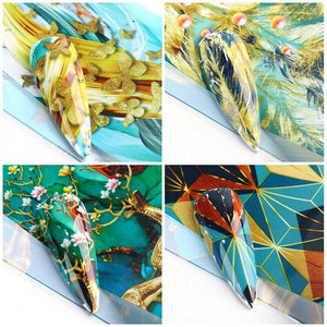 10Pcs/Set Nail Art Marble Starry Sky Lace Designs Decorative Stickers Water Transfer Sticker Nail Accessories