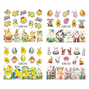 12Pcs/Set Cute Animals Chick Nail Art Decoration Water Transfer Sticker Decals Nail Accessories