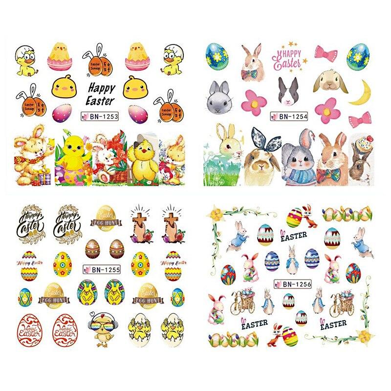 12Pcs/Set Cute Animals Chick Nail Art Decoration Water Transfer Sticker Decals Nail Accessories