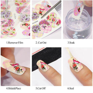 12Pcs/Set Valentine's Day Lips Love Art Decoration Water Transfer Sticker Decals Nail Accessories