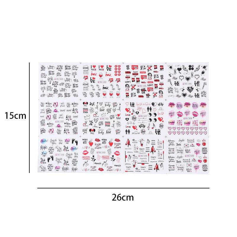 12Pcs/Set Valentine's Day Lips Love Art Decoration Water Transfer Sticker Decals Nail Accessories