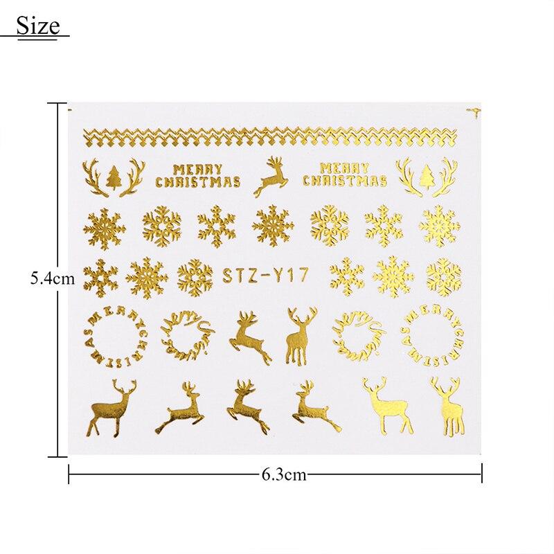 16 Pcs/Pack Gold Silver Snowflake Elk Christmas Nail Art Decoration Water Transfer Sticker Decals Nail Accessories