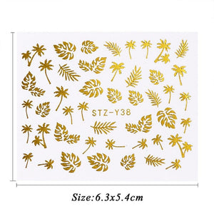 16Pcs/Set Bronzing Butterfly Tie Nail Art Decoration Water Transfer Sticker Decals Nail Accessories