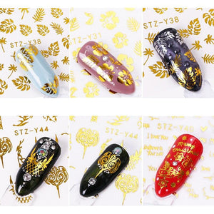 16Pcs/Set Bronzing Butterfly Tie Nail Art Decoration Water Transfer Sticker Decals Nail Accessories