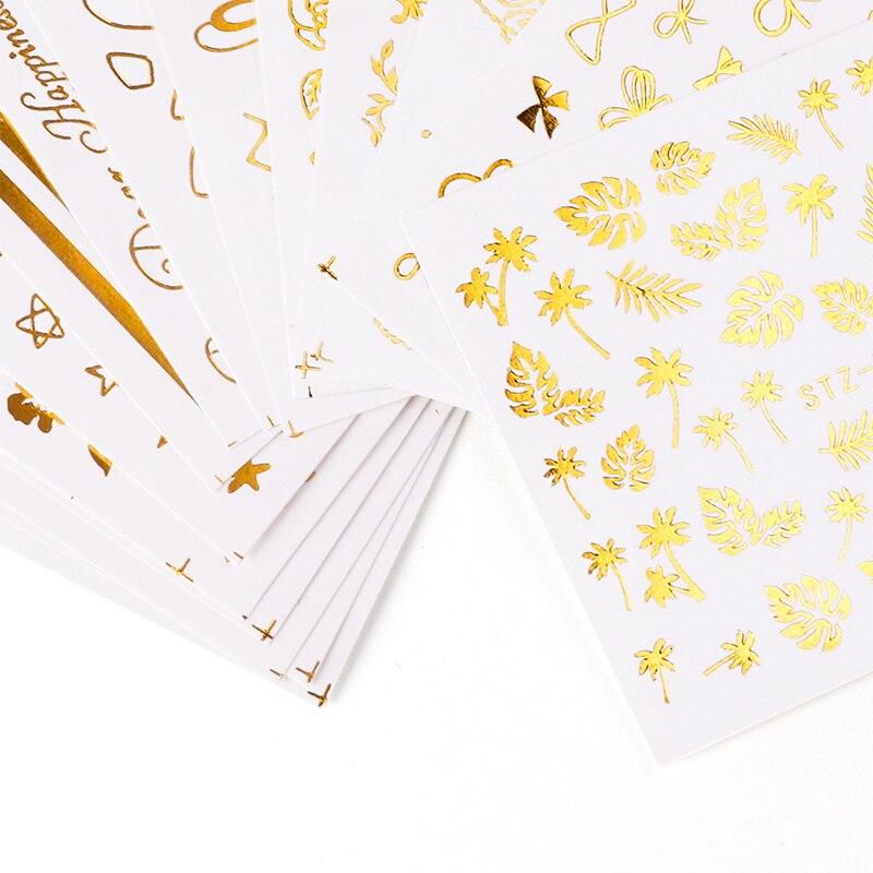 16Pcs/Set Bronzing Butterfly Tie Nail Art Decoration Water Transfer Sticker Decals Nail Accessories