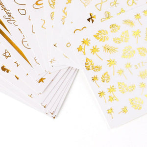 16Pcs/Set Bronzing Butterfly Tie Nail Art Decoration Water Transfer Sticker Decals Nail Accessories
