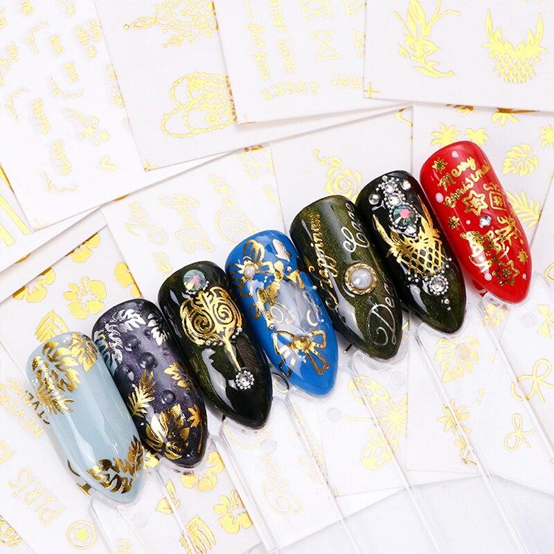 16Pcs/Set Bronzing Butterfly Tie Nail Art Decoration Water Transfer Sticker Decals Nail Accessories