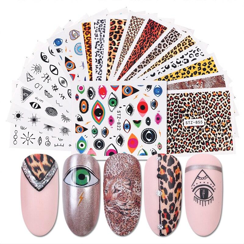 19Pcs/Set Nail Art Decorative Stickers Leopard Eyes Water Transfer Sticker Decals Nail Accessories