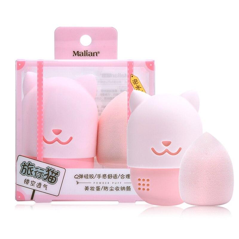 1Set Cat Shape Silicone Makeup Sponge Holder Beauty Makeup Blender Cosmetic Puff Carrying Case Blender Sponge Holder