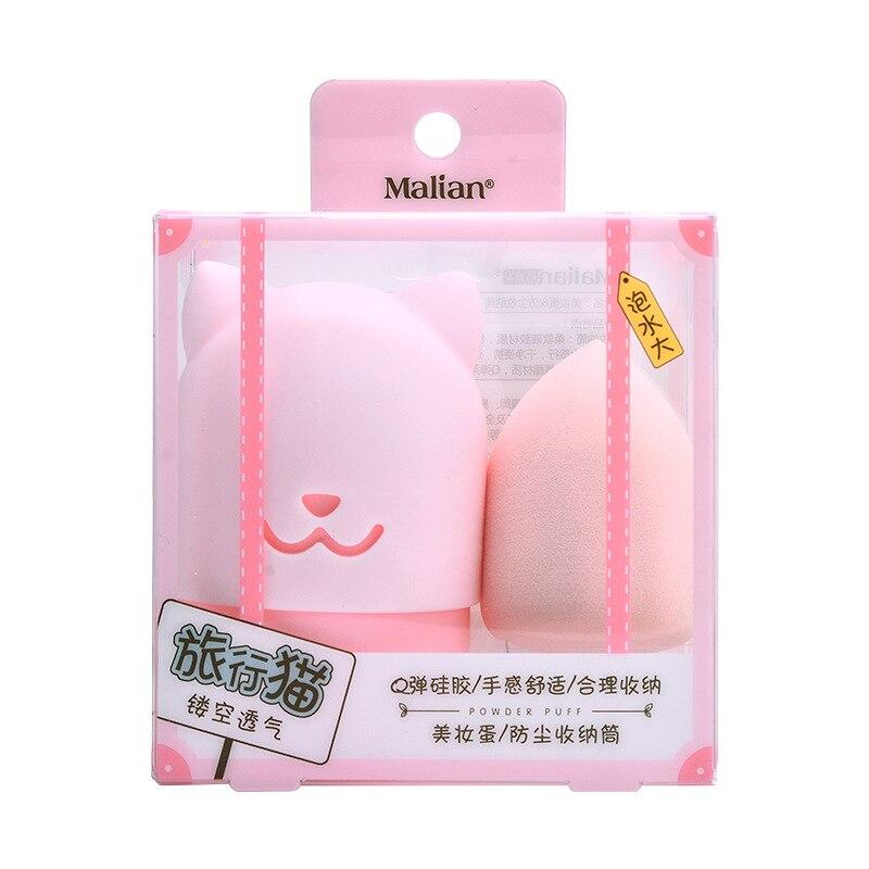 1Set Cat Shape Silicone Makeup Sponge Holder Beauty Makeup Blender Cosmetic Puff Carrying Case Blender Sponge Holder