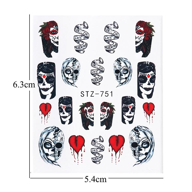24Pcs/Set Nail Art Decorative Stickers Ghost Skeleton Horror Water Transfer Sticker Decals Nail Accessories