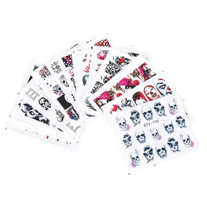 24Pcs/Set Nail Art Decorative Stickers Ghost Skeleton Horror Water Transfer Sticker Decals Nail Accessories
