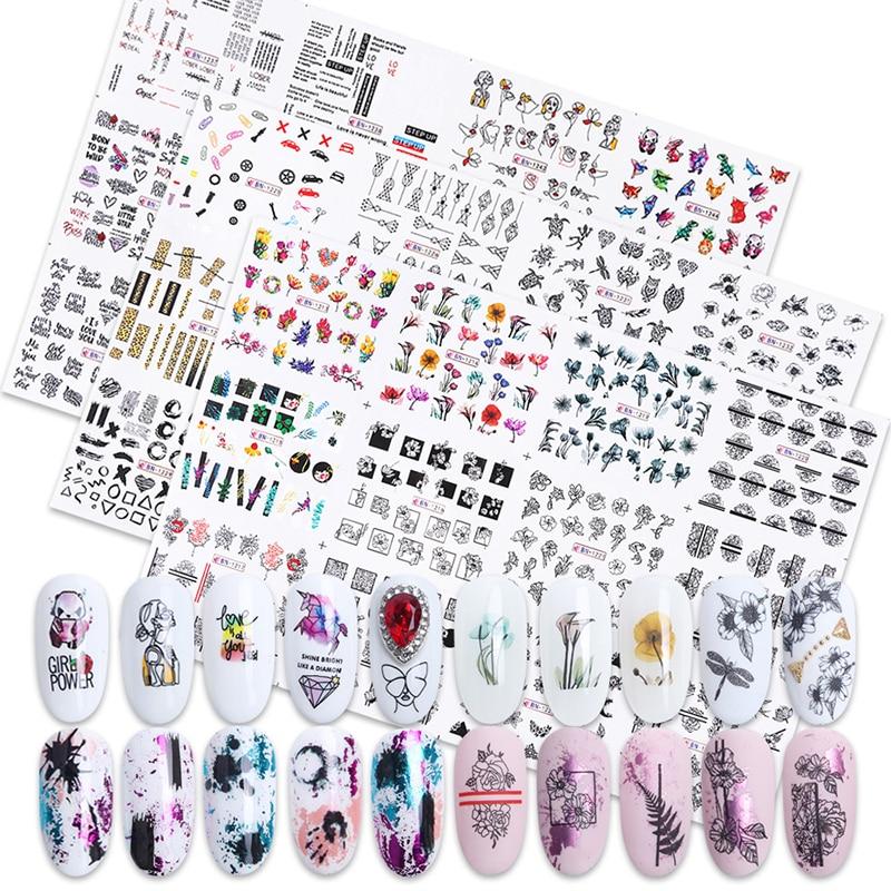 36Pcs/Pack Abstract Line Animal Nail Art Decoration Water Transfer Sticker Decals Nail Accessories