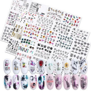 36Pcs/Pack Abstract Line Animal Nail Art Decoration Water Transfer Sticker Decals Nail Accessories