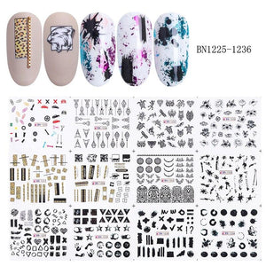 36Pcs/Pack Abstract Line Animal Nail Art Decoration Water Transfer Sticker Decals Nail Accessories