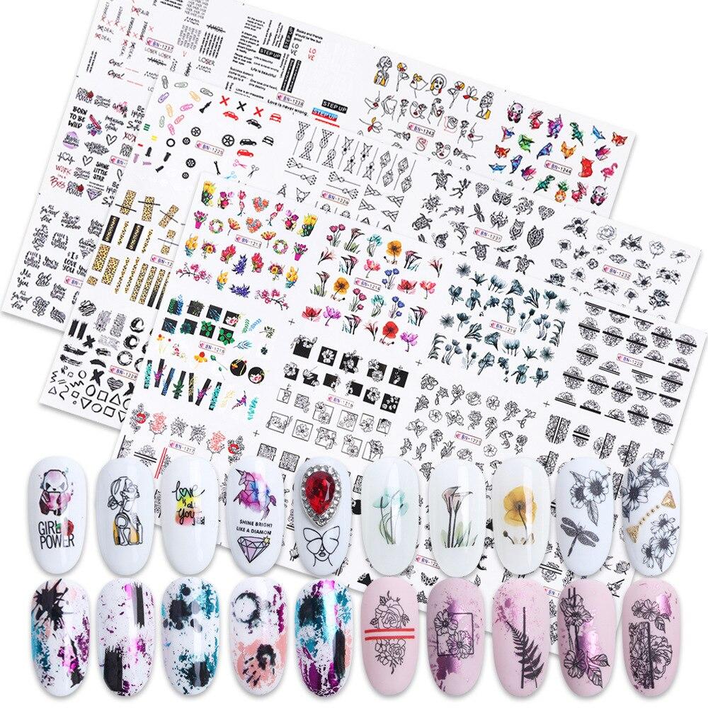 36Pcs/Pack Abstract Line Animal Nail Art Decoration Water Transfer Sticker Decals Nail Accessories