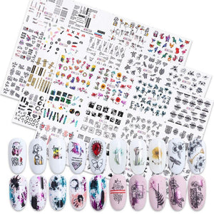 36Pcs/Pack Abstract Line Animal Nail Art Decoration Water Transfer Sticker Decals Nail Accessories