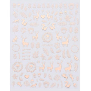 3Pcs Classic Golden Rose Elk Snowflake Christmas Nail Art Decoration Water Transfer Sticker Decals Nail Accessories