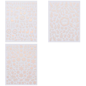 3Pcs Classic Golden Rose Elk Snowflake Christmas Nail Art Decoration Water Transfer Sticker Decals Nail Accessories