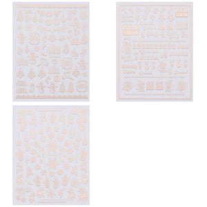 3Pcs Classic Golden Rose Elk Snowflake Christmas Nail Art Decoration Water Transfer Sticker Decals Nail Accessories