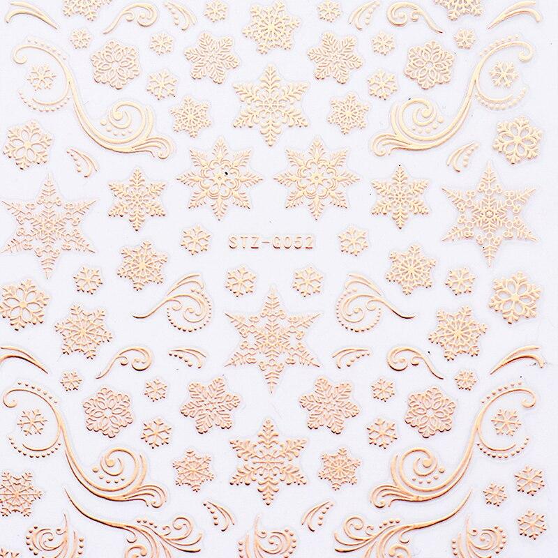 3Pcs Classic Golden Rose Elk Snowflake Christmas Nail Art Decoration Water Transfer Sticker Decals Nail Accessories